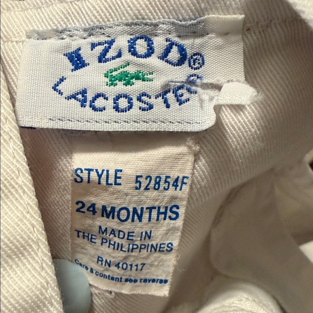 Lacoste White Short Overalls with Blue Accents - Picture 2 of 2
